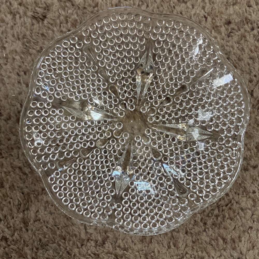 VINTAGE Hazel Atlas Footed Candy Nut Dish Dew Drop Hobnail Cleat 6.5"